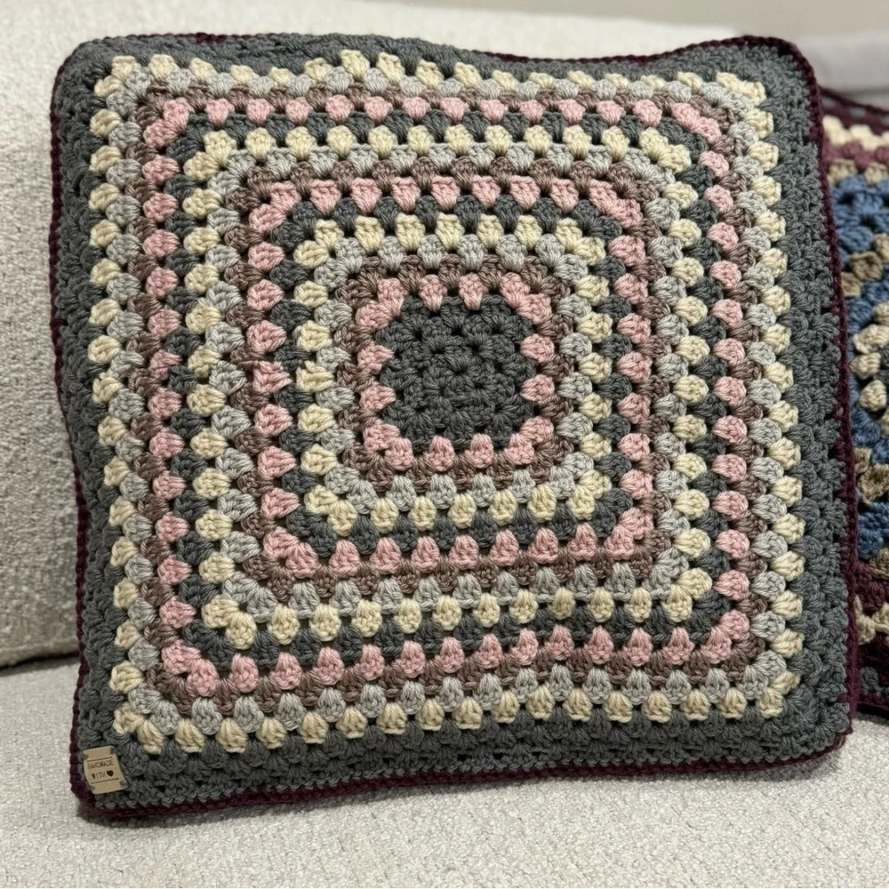 Crochet Covered Decorative Large Square Pillows